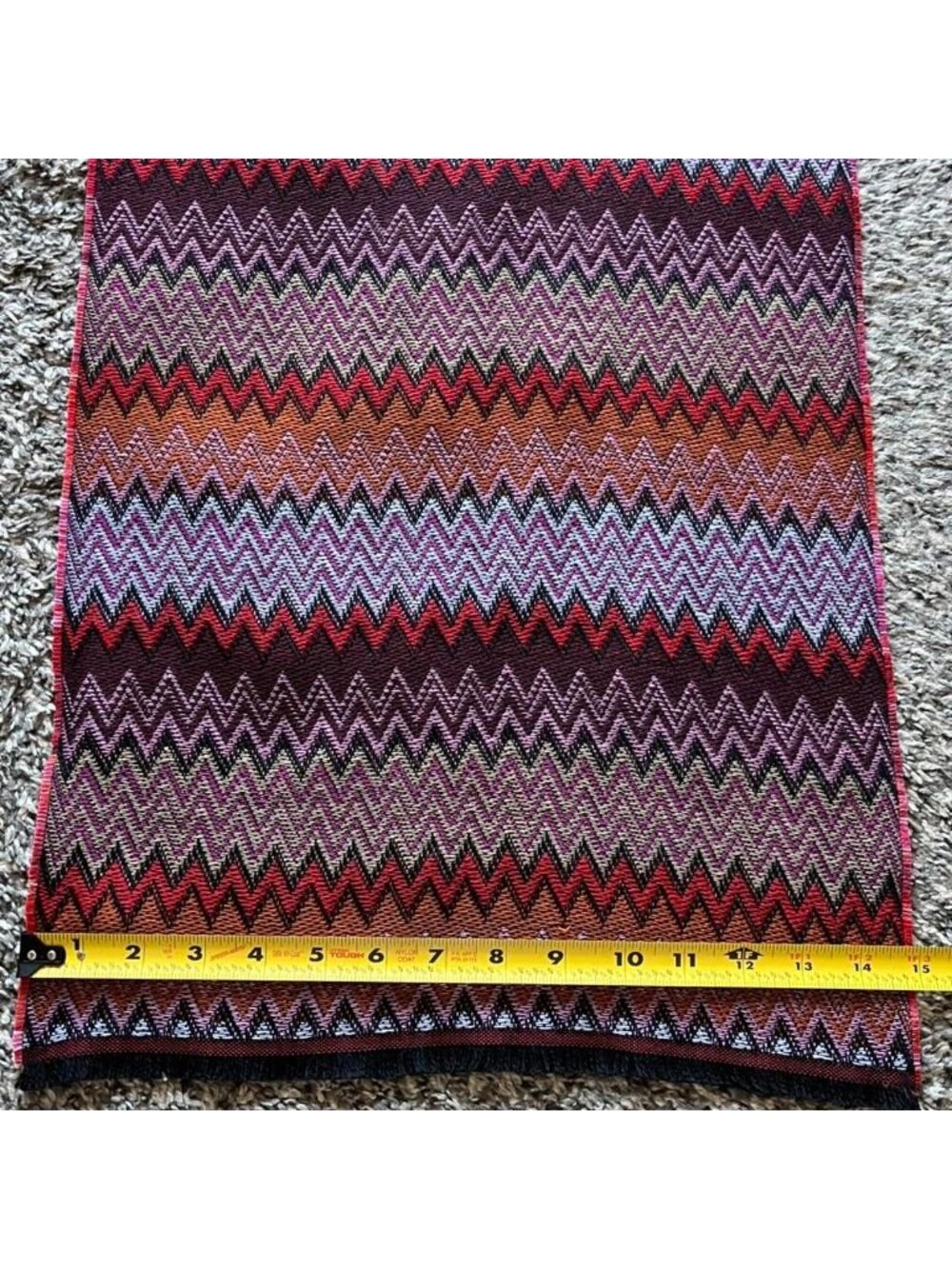 Missoni Italian Scarf Red Purple Zigzag Geometric Boho Wool Blend Chic Elegant - Picture 6 of 6